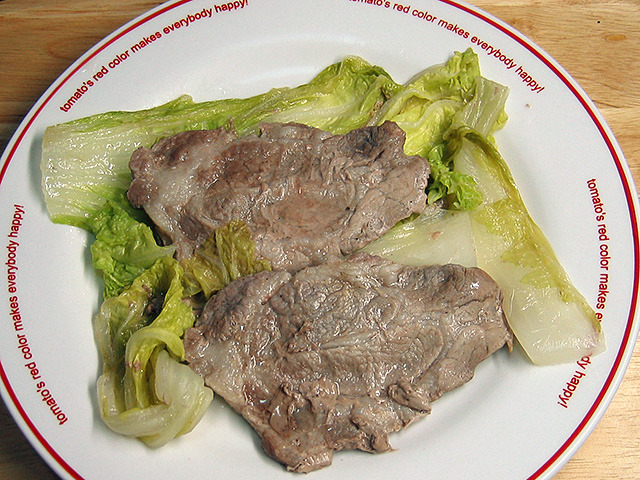 単身赴任の料理　豚肉・白菜蒸し炒め